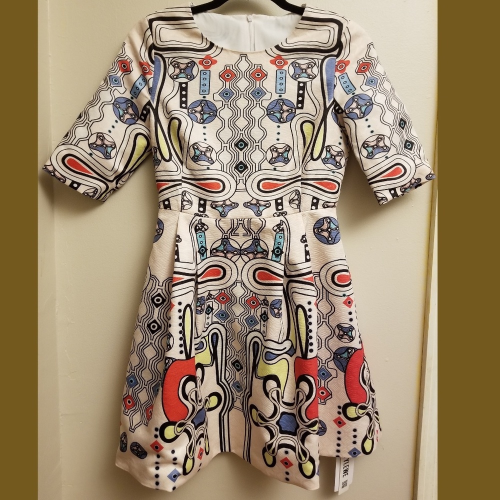 NWT STYLEWE  Pink w/Abstract Design Mini Dress Sml